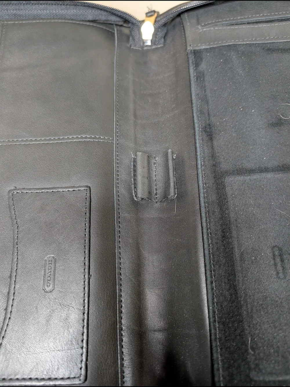 Coach Black Leather Zipper Portfolio